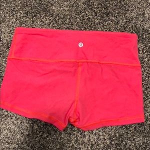 Coral Lululemon Wunder Shorts